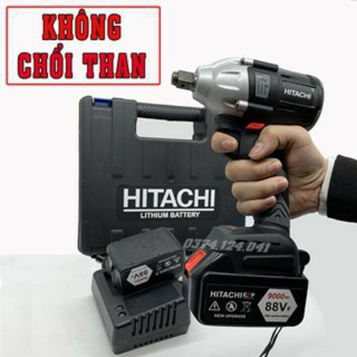 [Chính Hãng] Máy siết bulong Hitachi 88V 2 Pin 15000 mAh - Tặng 1 đầu chuyển vít, khẩu 22 _ Nhật Việt official