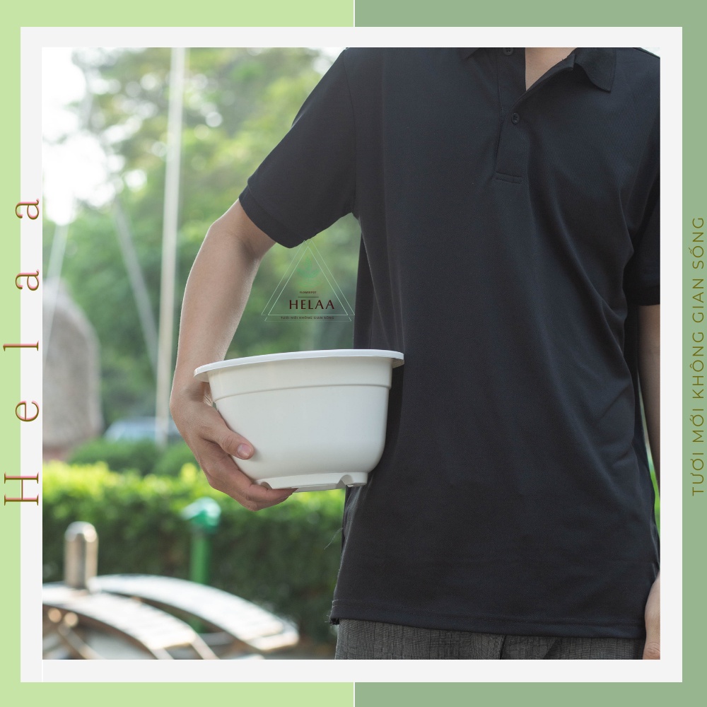 Combo 10 Chậu Trắng Trơn, Chậu Truyền Thống Trồng Hoa, Cây Cảnh, Ban Công, Sân Vườn 22x14cm