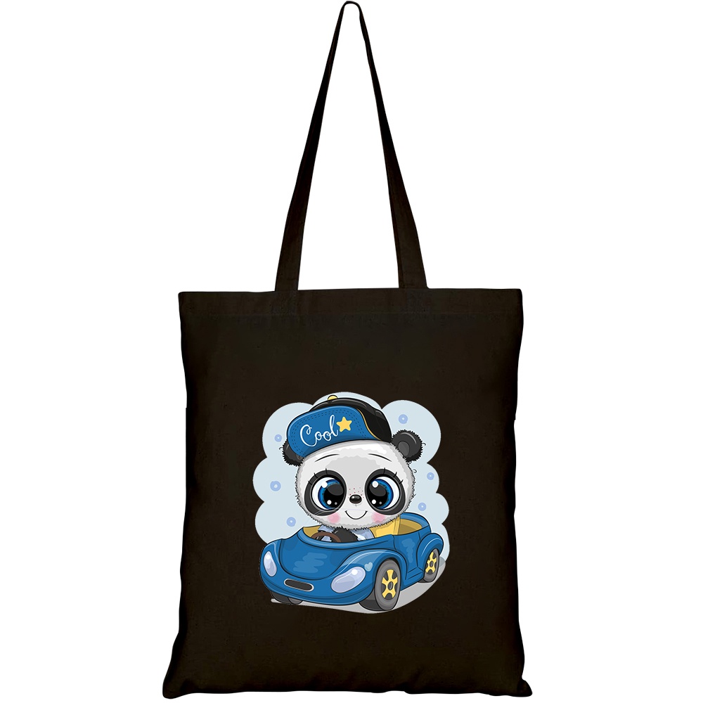 Túi vải tote canvas HTFashion in hình cute cartoon panda boy cap HT394