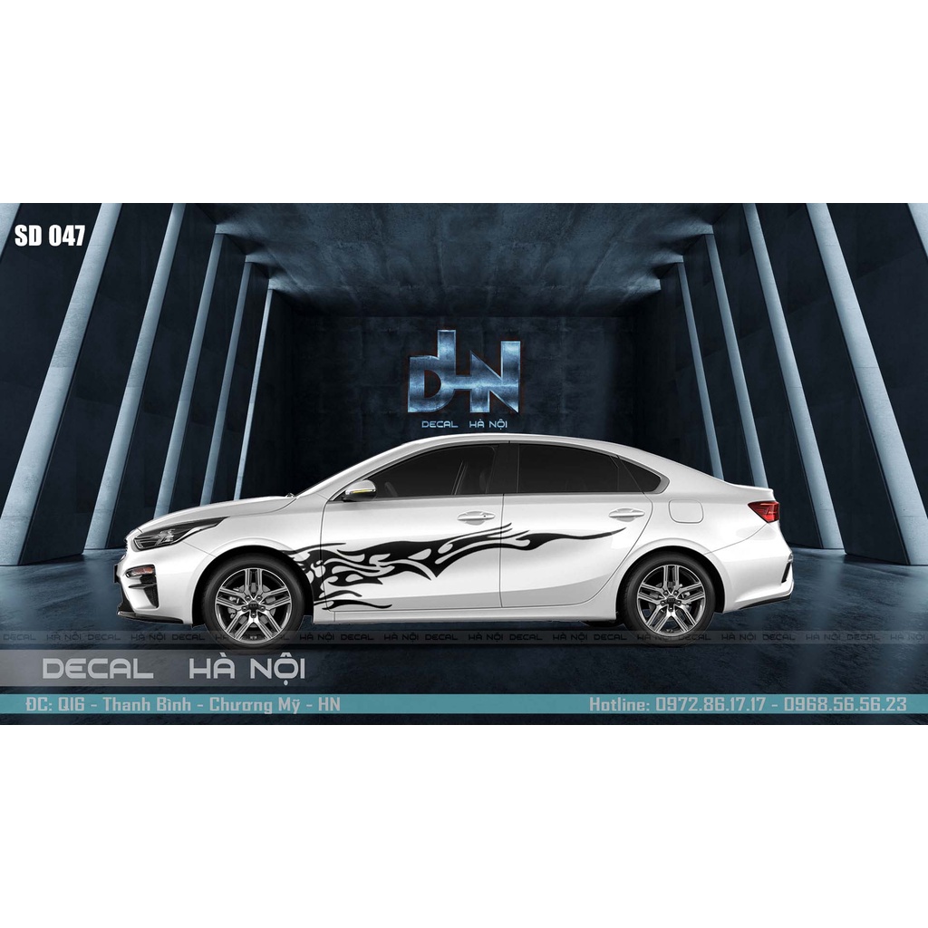 Decal dán sườn trang trí xe hơi - tem dán sườn oto dòng sedan ( mẫu 47 )