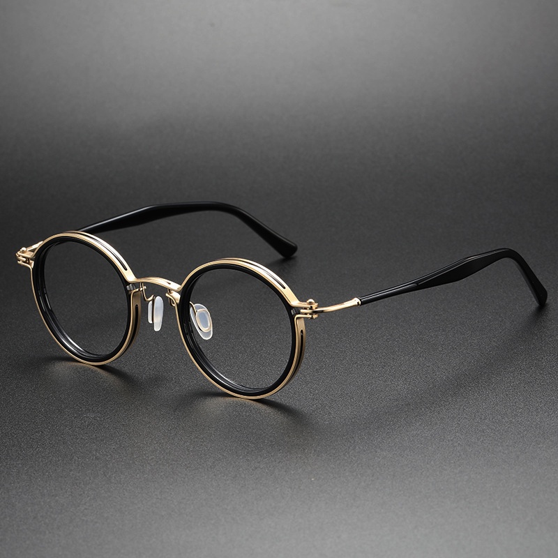 Yuppie Gọng Kính Tròn Bằng Titan + Sợi Acetate Phong Cách Cổ Điển Với Cấu Trúc Đôi Vòng Tròn Quang Học Ta.vat  pantos2.0 SC117