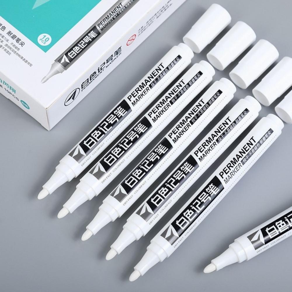 Hộp 10 bút viết bảng Resun ghi chú trong suốt Pison mực trắng vẽ lên gương và bề mặt kính dễ dàng tẩy xóa - 1 bộ