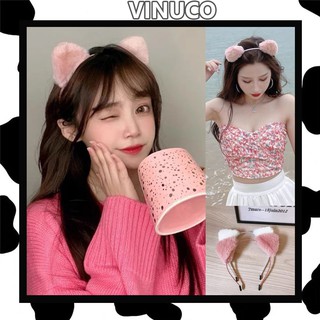 Bờm tóc tai mèo Vinuco băng đô tai mèo bông xù dễ thương BD25