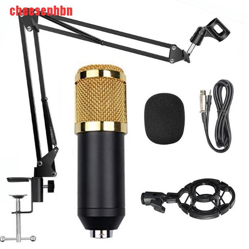 [cheesenhbn]BM800 Condenser Microphone Mic Kit Live Studio Sound Recording Mount Boom Stand