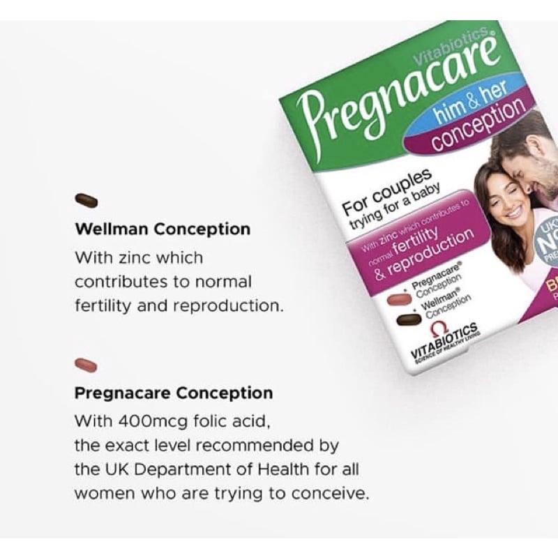 Vitamin Pregnacare Him Her Conception tăng khả năng thụ thai Mỹ DATE 2024