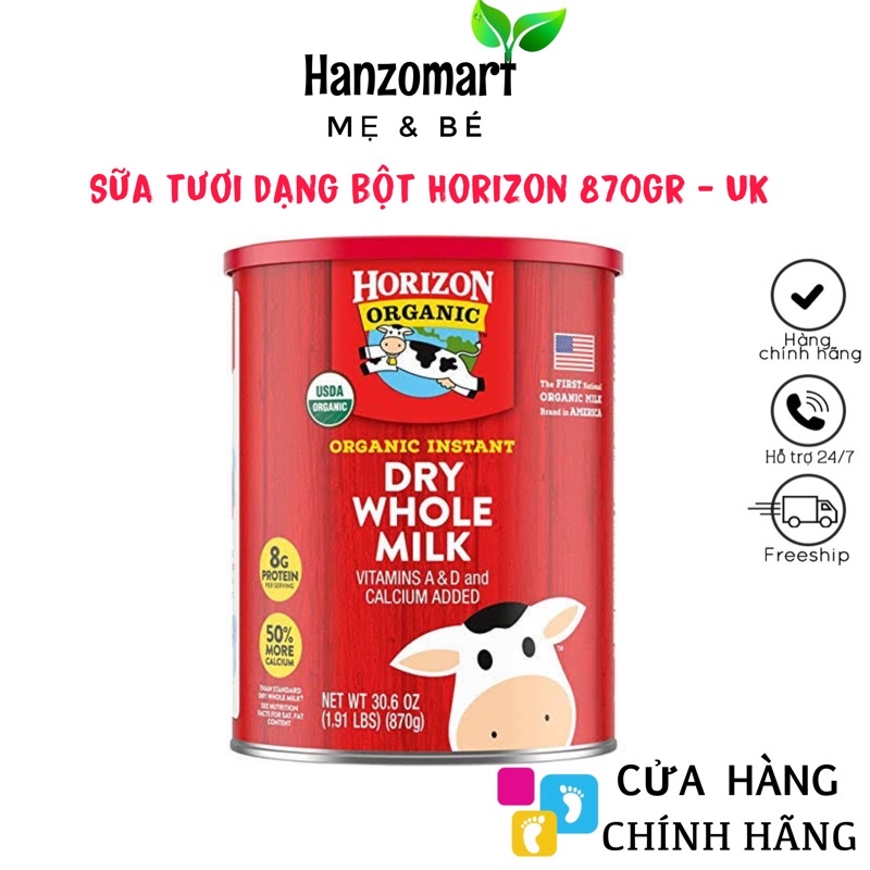 Sữa Horizon Organic Dry Whole Milk - Sữa tươi dạng bột hữu cơ Organic Horizon 870gr