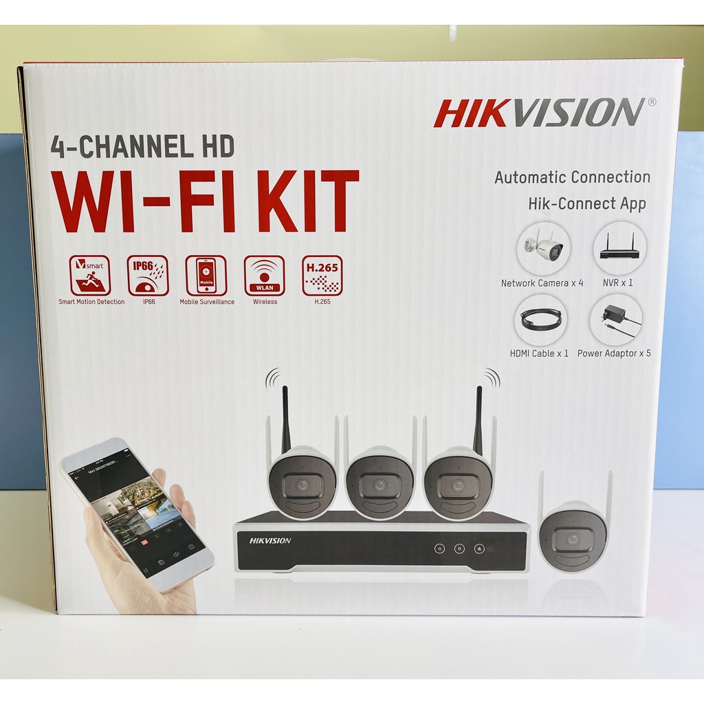 Trọn bộ 4 camera ip wifi không dây hikvision NK42W0 chính hãng Full HD 1080p Có Mic thu âm- Bảo hành 2 năm