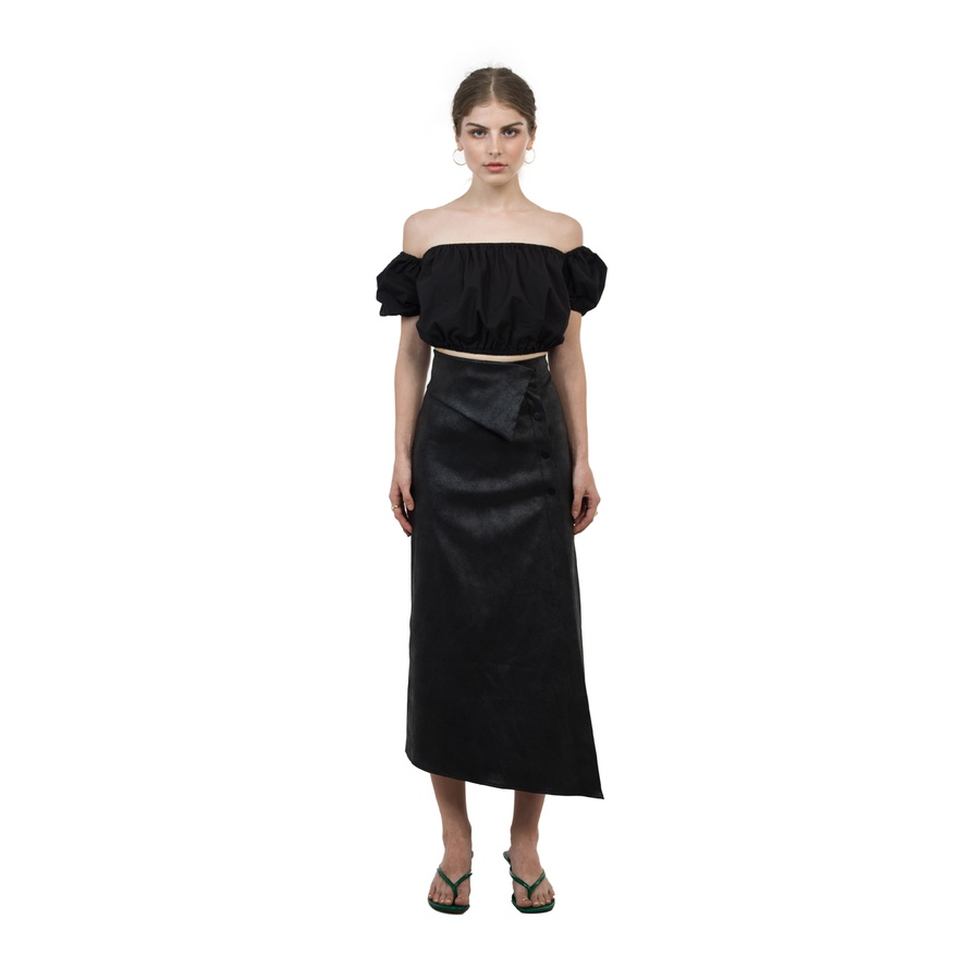 Là min - Áo BLACK DRAPING CROPTOP