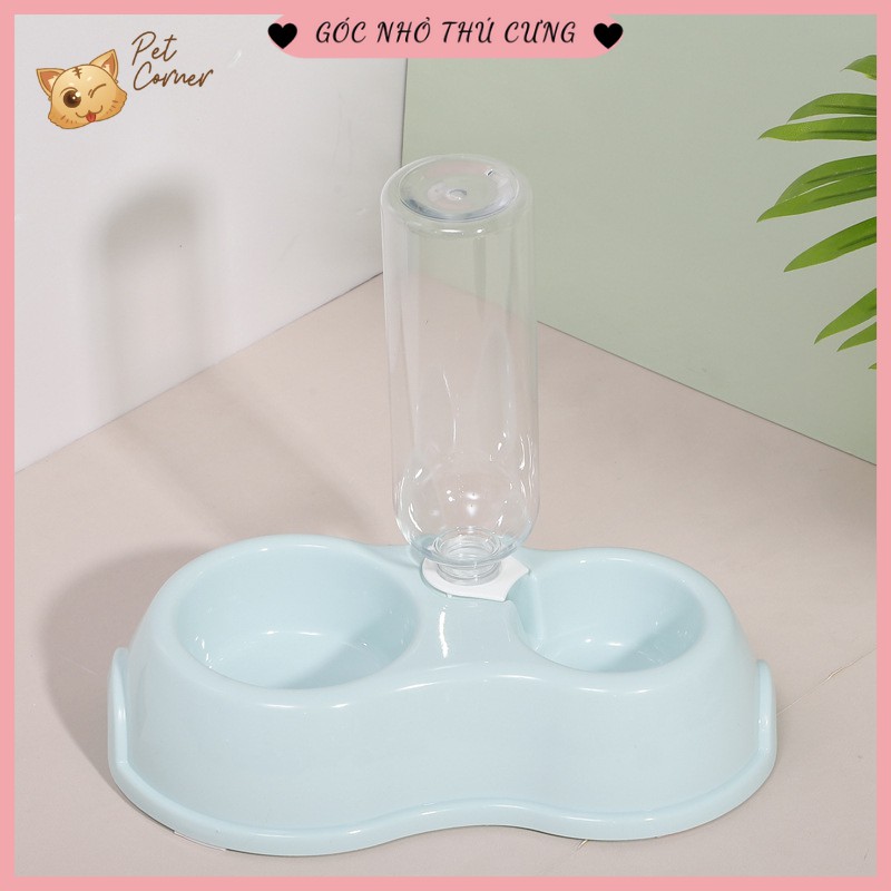 [Siêu tiện dụng] Bát ăn đôi kèm bình nước tự động cho chó mèo