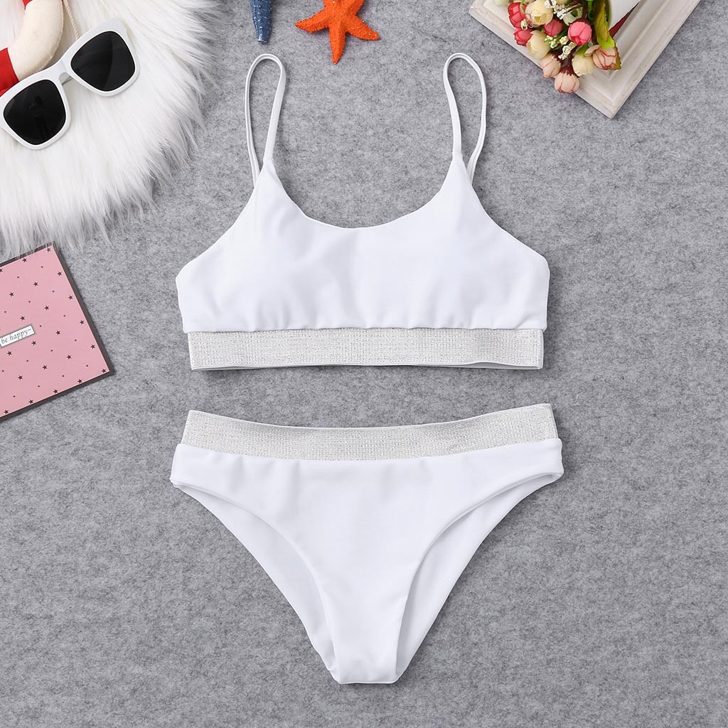 Bộ đồ bơi bikini hai mảnh màu trơn quyến rũ thời trang cho nữ | BigBuy360 - bigbuy360.vn