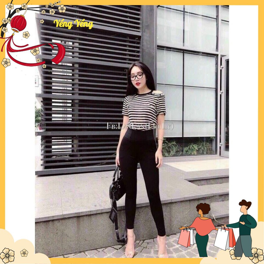 QUẦN LEGGING CẠP CAO GEN BỤNG HỘP CAM CHỮ H