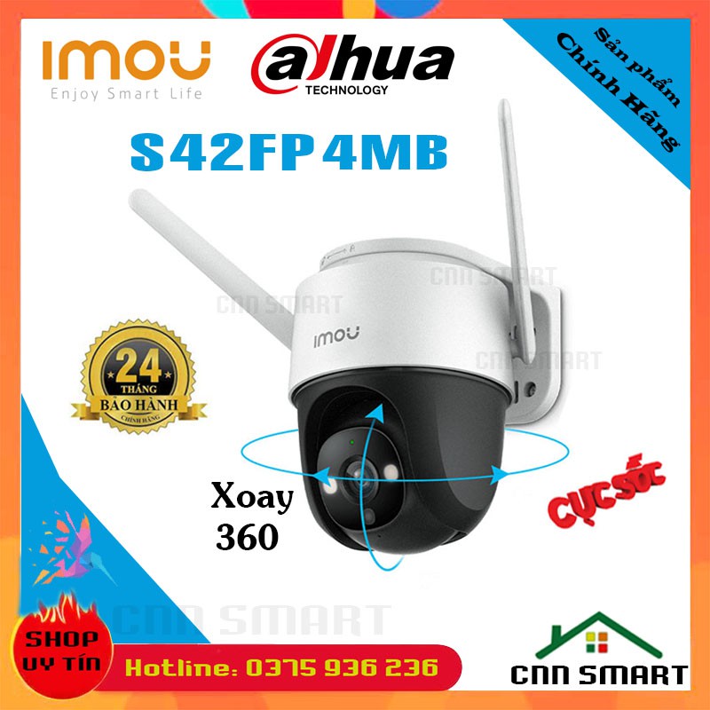 Camera WIFI Xoay 360 IMOU Ngoài Trời S22FP 2MB - S42FP CRUISER 4M 2K Siêu Nét, Màu Đêm [ C8C H41P A22EP ] - Chính Hãng