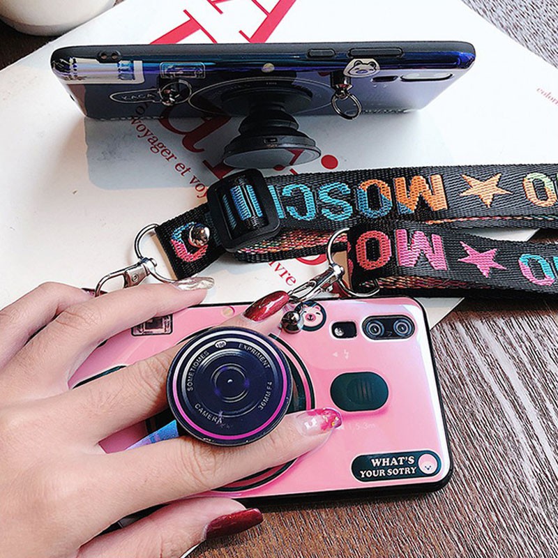 Ốp điện thoại hình máy ảnh kèm dây đeo dài cho Samsung J4 Plus A50 A70 A10 A20 A30 A10S A20S A50 M10 M20 M30 | BigBuy360 - bigbuy360.vn