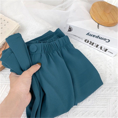 Jiashucheng Quần Lụa Dài Ống Rộng Lưng Cao Thời Trang Mùa Hè Dành Cho Nữ