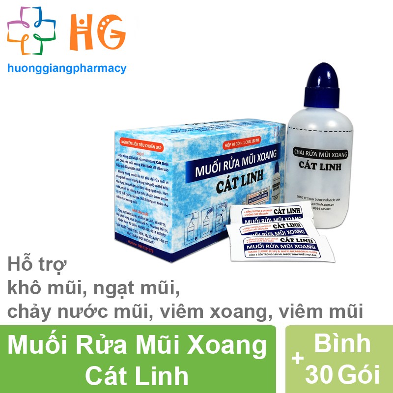 Muối rửa mũi xoang cát linh (Bình + 30 gói muối)