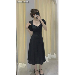 Đầm midi nhíu ngực tay búp vd5720,vd5719