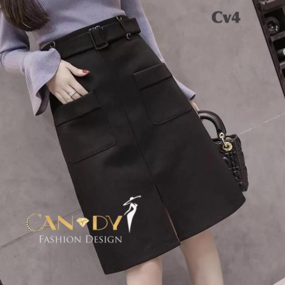 Chân Váy VNXK Cao Cấp CV4 -  Chân Váy  Công Sở Thiết Kế Vải Umi Dạng Bút Chì Hai Túi Hộp Xẻ Giữa - TINI Shop | BigBuy360 - bigbuy360.vn