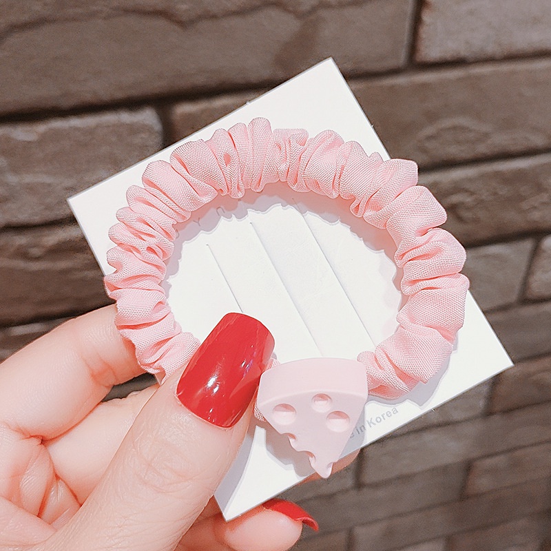 Dây Buộc Tóc Co Giãn Tốt Màu Vàng Họa Tiết Phô Mai Dễ Thương Cho Bé