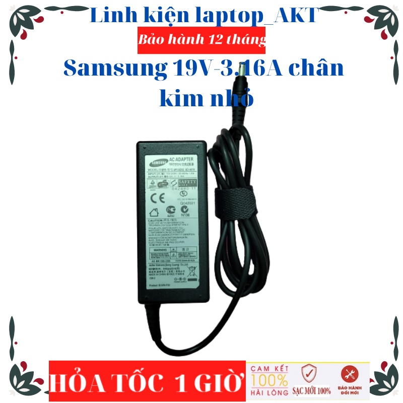 Sạc Laptop Samsung 19V-3.16A-60W-ZIN chân 5.5*3.0 RV409 RV418 R538 450R4E R428 RV509 RV518 SF410 RV408 SF411 X420