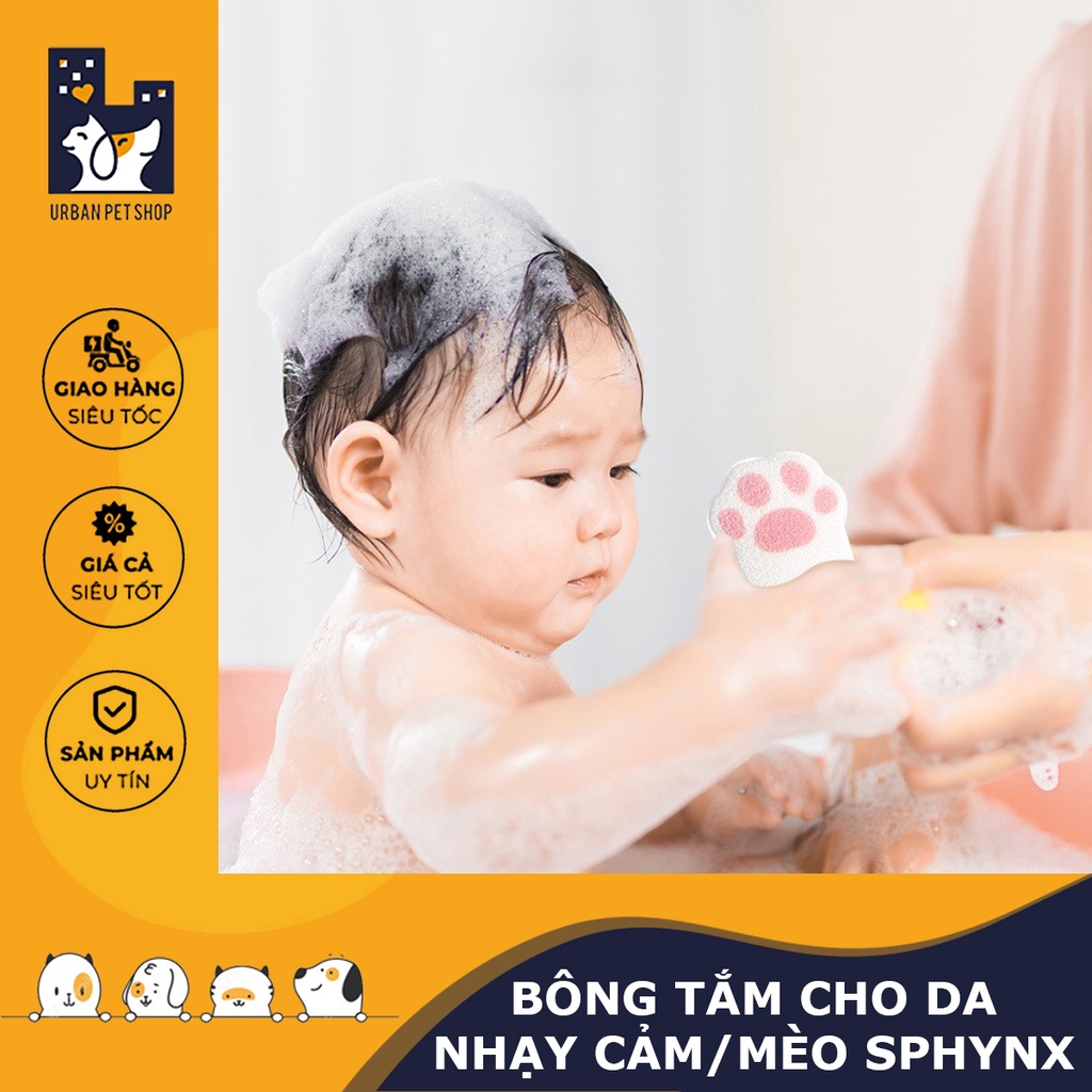 𝗨𝗿𝗯𝗮𝗻_Bông tắm cho da nhạy cảm/cho mèo Sphynx