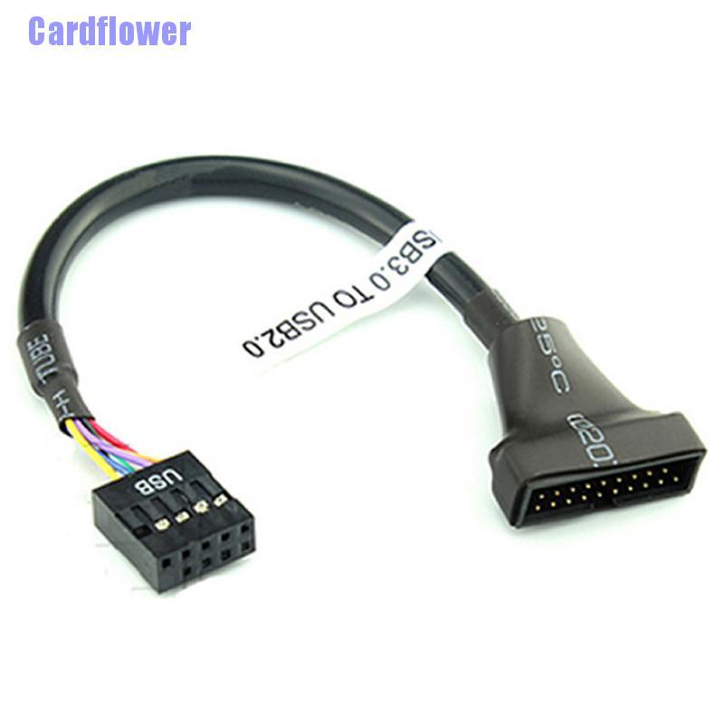 Cardflower  19/20 Pin USB 3.0 Female To 9 Pin USB 2.0 Male Motherboard Header Adapter Cord