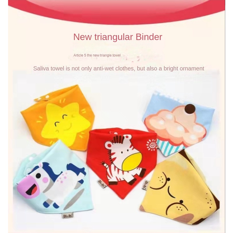 Set 10 Yếm Ăn Tam Giác Bằng Cotton Hai Lớp In Họa Tiết Hoạt Hình Có Thể Điều Chỉnh Cho Bé