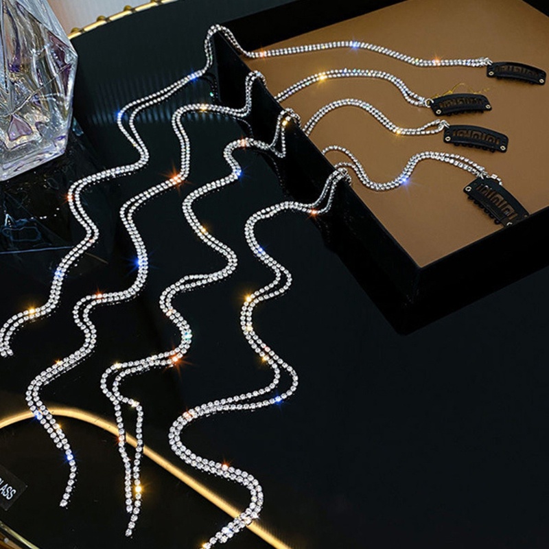 Kẹp Tóc Đuôi Ngựa Dạng Chuỗi Hạt Pha Lê Lấp Lánh