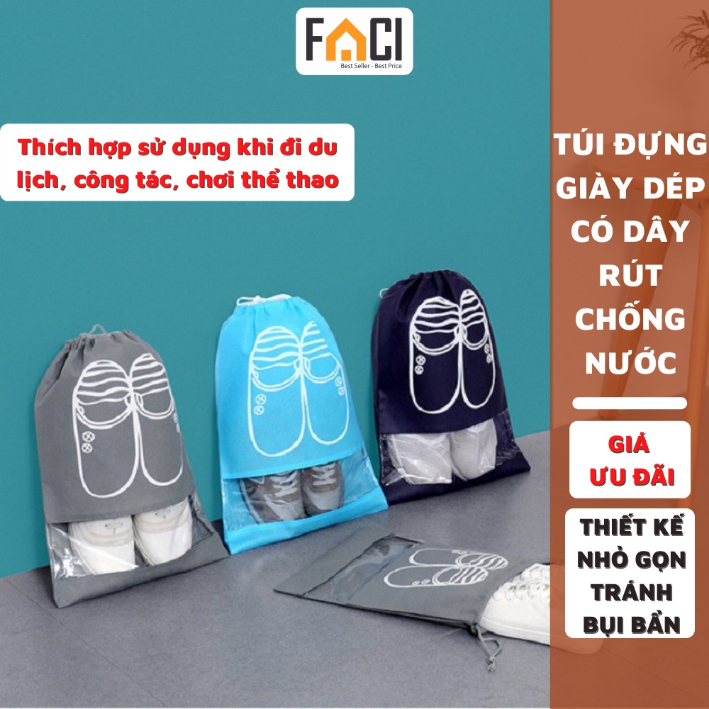 Túi du lịch đựng giày dép nam nữ bằng vải không dệt có dây rút chống bụi chống ẩm mốc đa năng