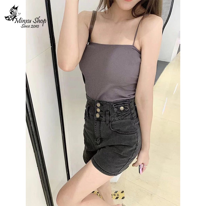 Áo bra 2 dây không gọng chất vải gân tăm có đệm ngực co giản tốt, vải đanh mềm mịn Minxu Shop mã BR1808