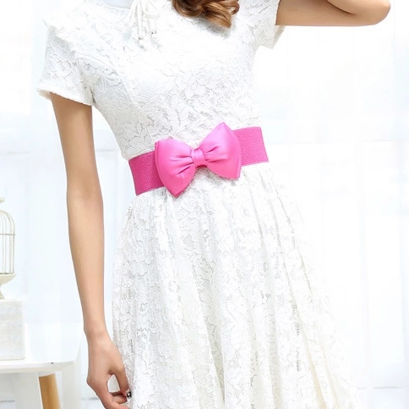 Thắt Lưng Bện Co Giãn Nhiều Màu Có Thể Điều Chỉnh Phối Nơ To Sành Điệu Cho Nữ