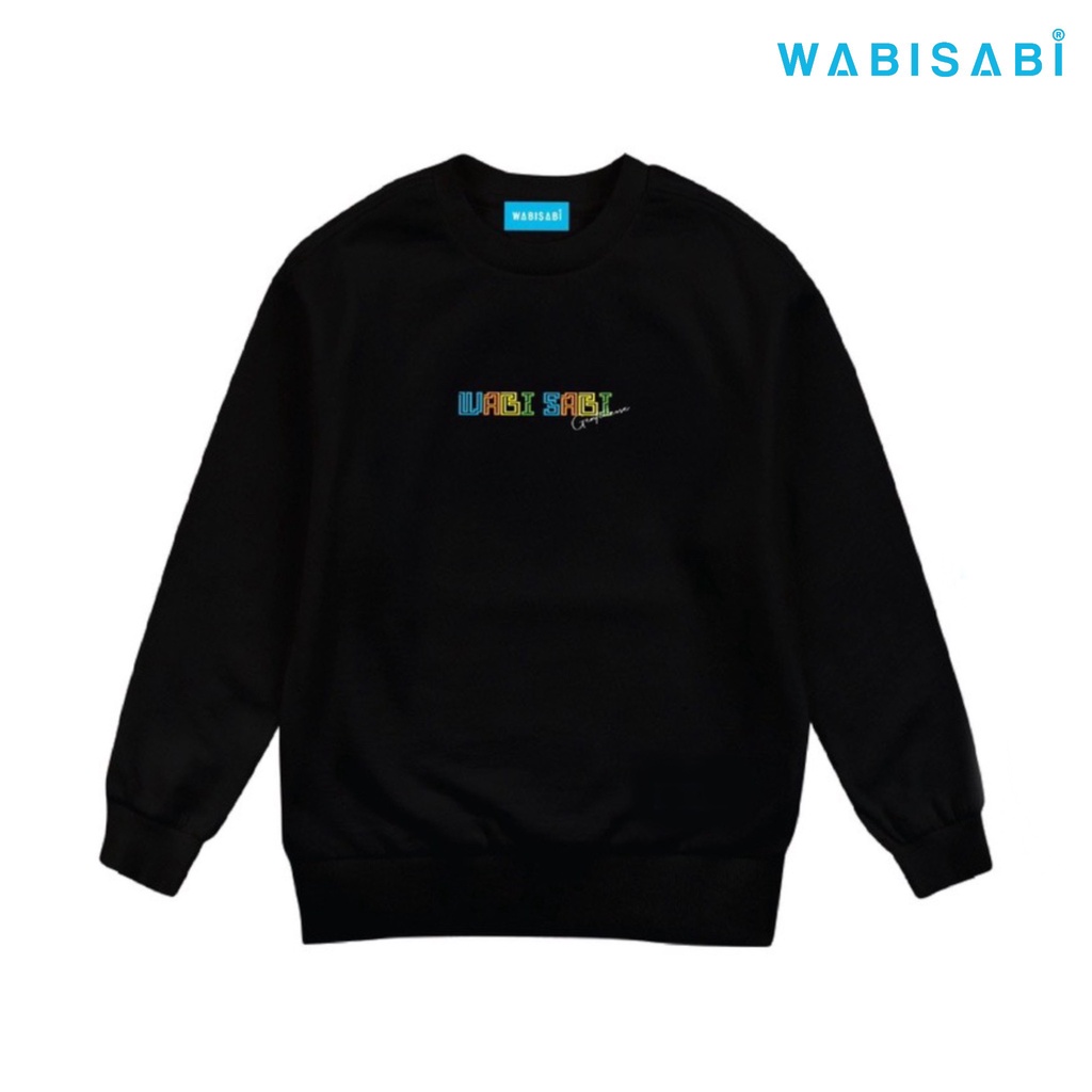 Áo Sweater chữ thêu WabiSabi nỉ cotton 100% chân cua chính phâm Unisex -WSSWT1