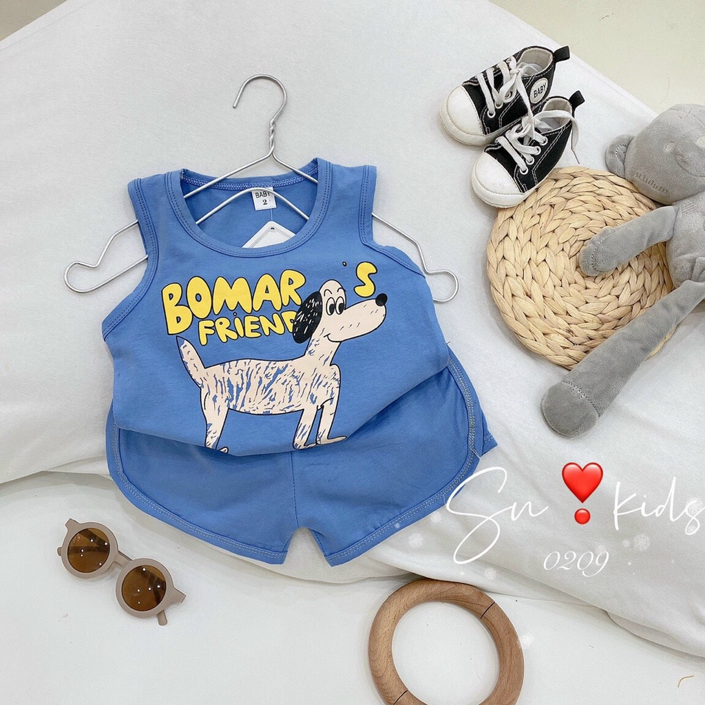 Đồ bộ bé trai hình thú cưng ngộ nghĩnh chất thun cotton cho bé từ 7-18kg (0-3 tuổi)