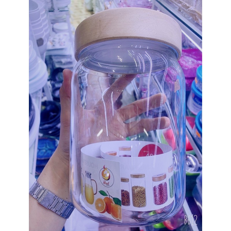 HŨ THUỶ TINH NẮP GỖ (VẶN) DUNG TÍCH LỚN 1500ml-1900ml-2300ml | BigBuy360 - bigbuy360.vn
