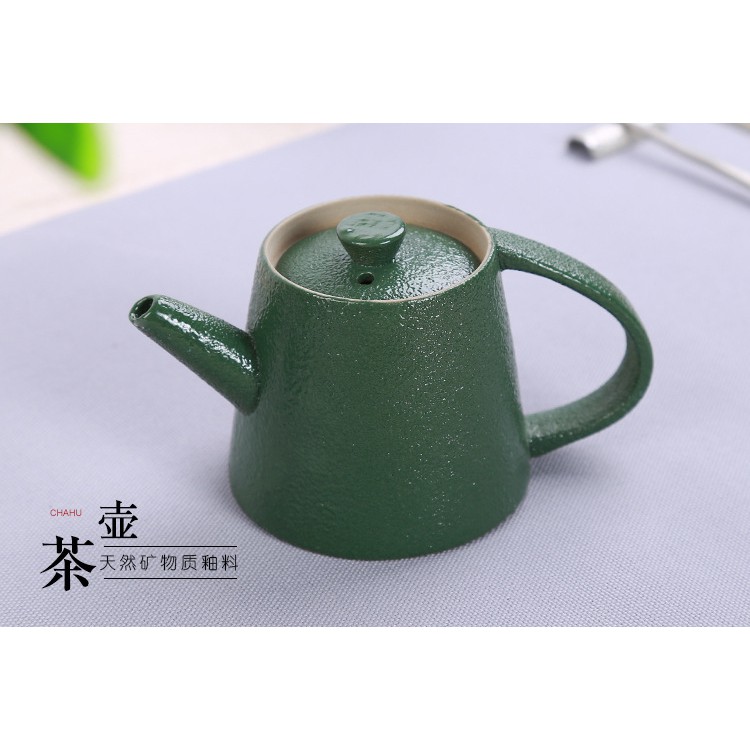 Bộ ấm trà gốm sứ Kungfu phong cách Nhật Bản 3 màu cao cấp bao gồm 1 ấm pha trà và 6 chén tặng kèm hộp quà