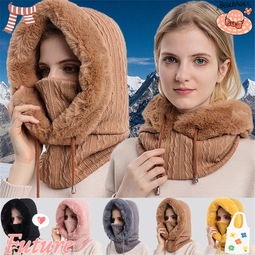 Mũ Len Trùm Đầu Chắn Gió Giữ Ấm Cổ Bằng Lông Cashmere Dành Cho Nữ