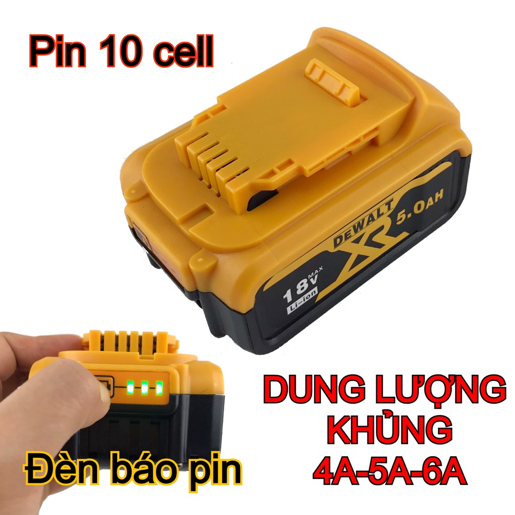 Pin Dewalt DCB184-B1 18V 4Ah 5Ah 6Ah dung lượng khủng có đèn báo pin (pin đóng)