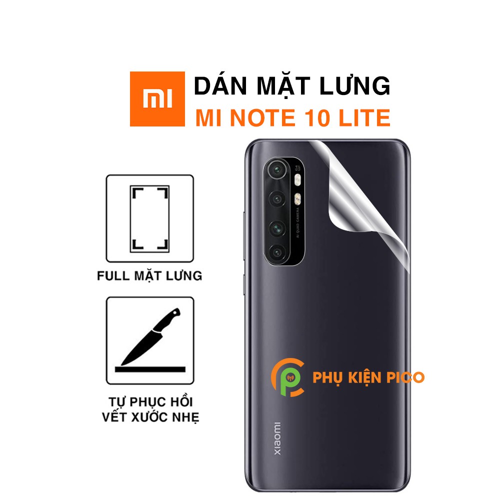 Dán lưng Xiaomi Mi Note 10 Lite / Mi Note 10 Pro full mặt lưng trong suốt PPF tự phục hồi vết xước