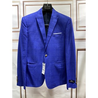 Áo vest nam màu kẻ xanh dương dáng ôm