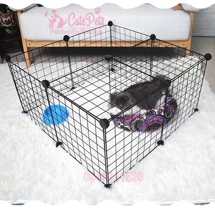 [Tặng 2 chốt] Tấm ghép chuồng kim loại phủ sơn tĩnh điện 35x35cm - CutePets Phụ kiện chó mèo Pet shop Hà Nội