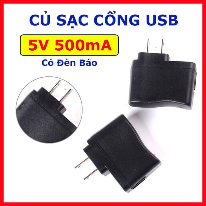 Cục sạc USB 5V 0.5A sạc nhanh chế độ bảo vệ an toàn, củ sạc điện thoại cổng USB tiện dụng bảo hành miễn phí