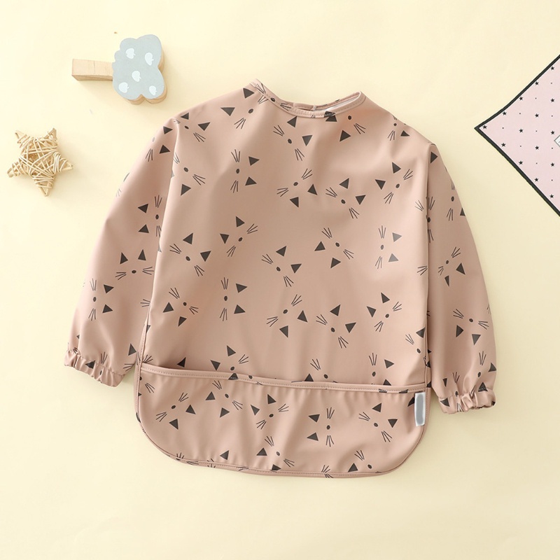 Yếm Ăn Tay Dài Chống Nổ Dành Cho Bé Trai Gái Sơ Sinh Trung Tính