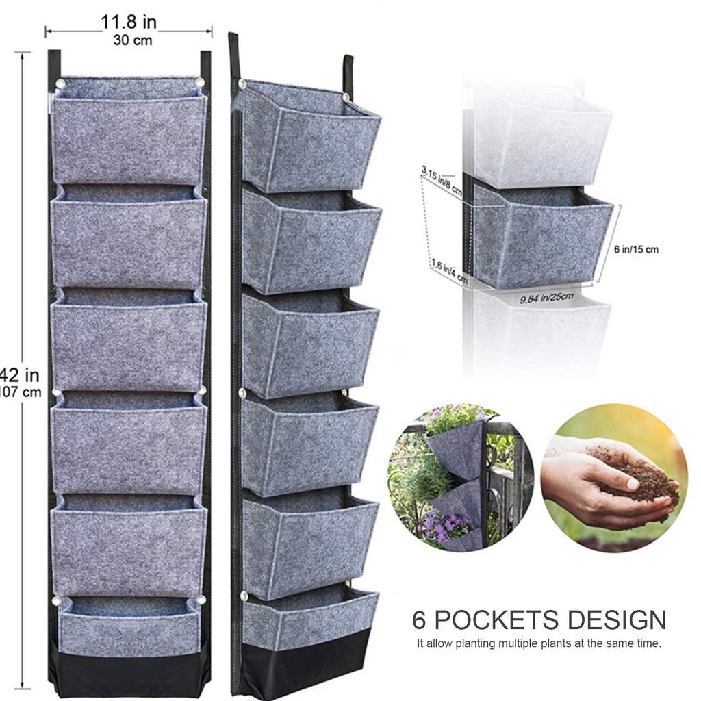 Túi Trồng Cây Treo Tường 6 Ngăn 42x12 Inch