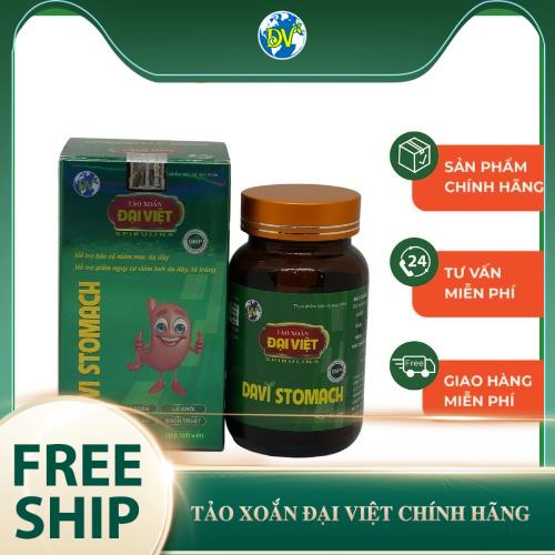 Tảo xoắn Đại Việt chính hãng - Tảo xoắn Davi stomach, Hỗ trợ giảm nguy cơ viêm loét dạ dày, tá tràng_100 viên