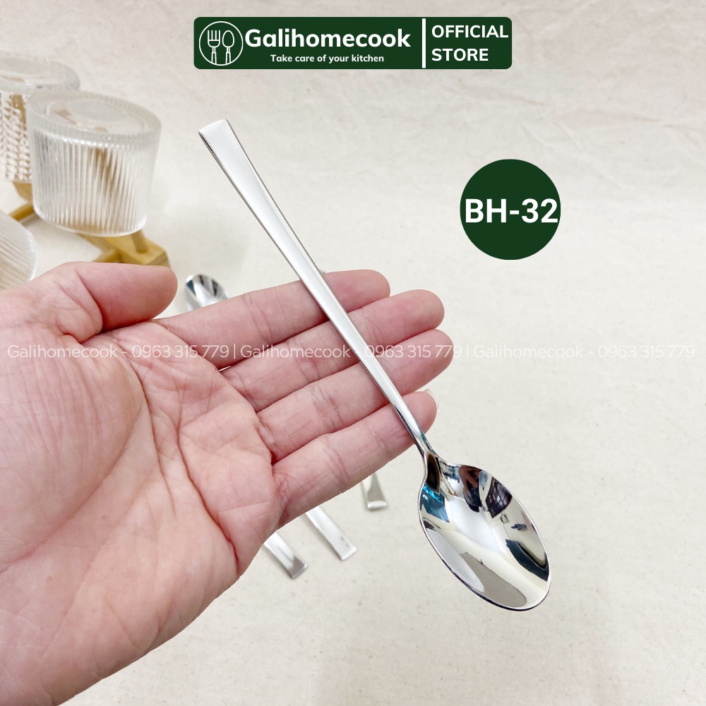 Thìa Muỗng cà phê inox cán dài, thìa dài khuấy sinh tố inox 304 cao cấp xuất khẩu Châu Âu | Galihomecook TeaSpoon
