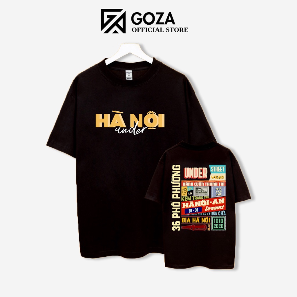 Áo thun Hà Nội  GOZA Unisex , Áo thun unisex nam nữ oversize chất liệu Cotton