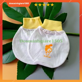 Set 2 Đôi BAO TAY Mintu cổ bo TRẮNG cho bé sơ sinh Mintuu