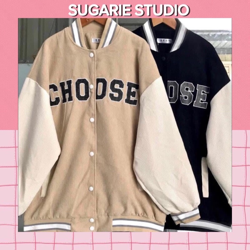 Áo bomber nỉ nhung tăm loại đẹp Sugarie | BigBuy360 - bigbuy360.vn
