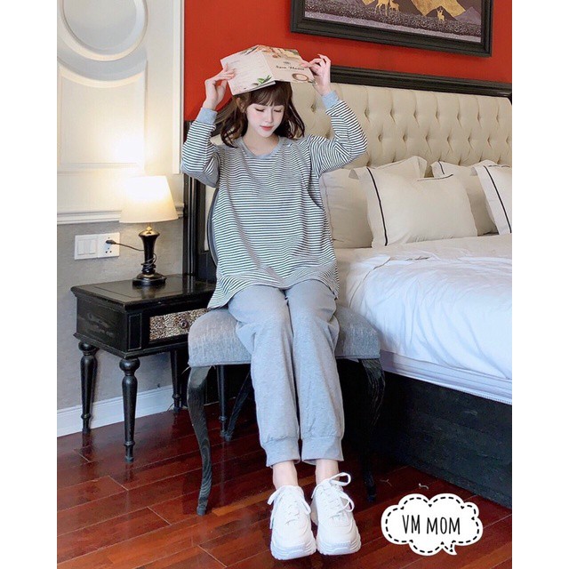 [Hàng loại 1]Bộ bầu sau sinh chất da cá cao cấp dày dặncó chỗ cho con ti có chun chỉnh quầnFree size 45-67kg