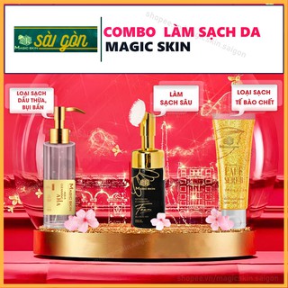Bộ COMBO Làm sạch chuyên sâu Magic Skin chăm sóc da 3 sp Nước Tẩy Trang, Sữa Rửa Mặt Gel Tẩy Tế bào