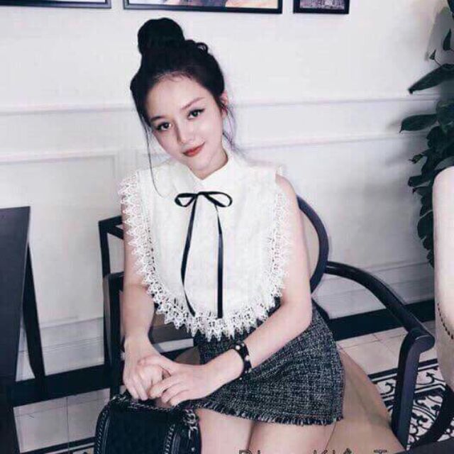 Sét sơ mi ren +chân váy dạ